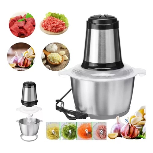 Moedor Elétrico Inox 2L 3L Triturador Processador Carne Legu
