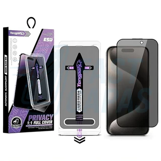 Película Privacidade iPhone Vidro 3D com Aplicador - Modelos 16 15 14 13 12 11 X XR XS Pro Max