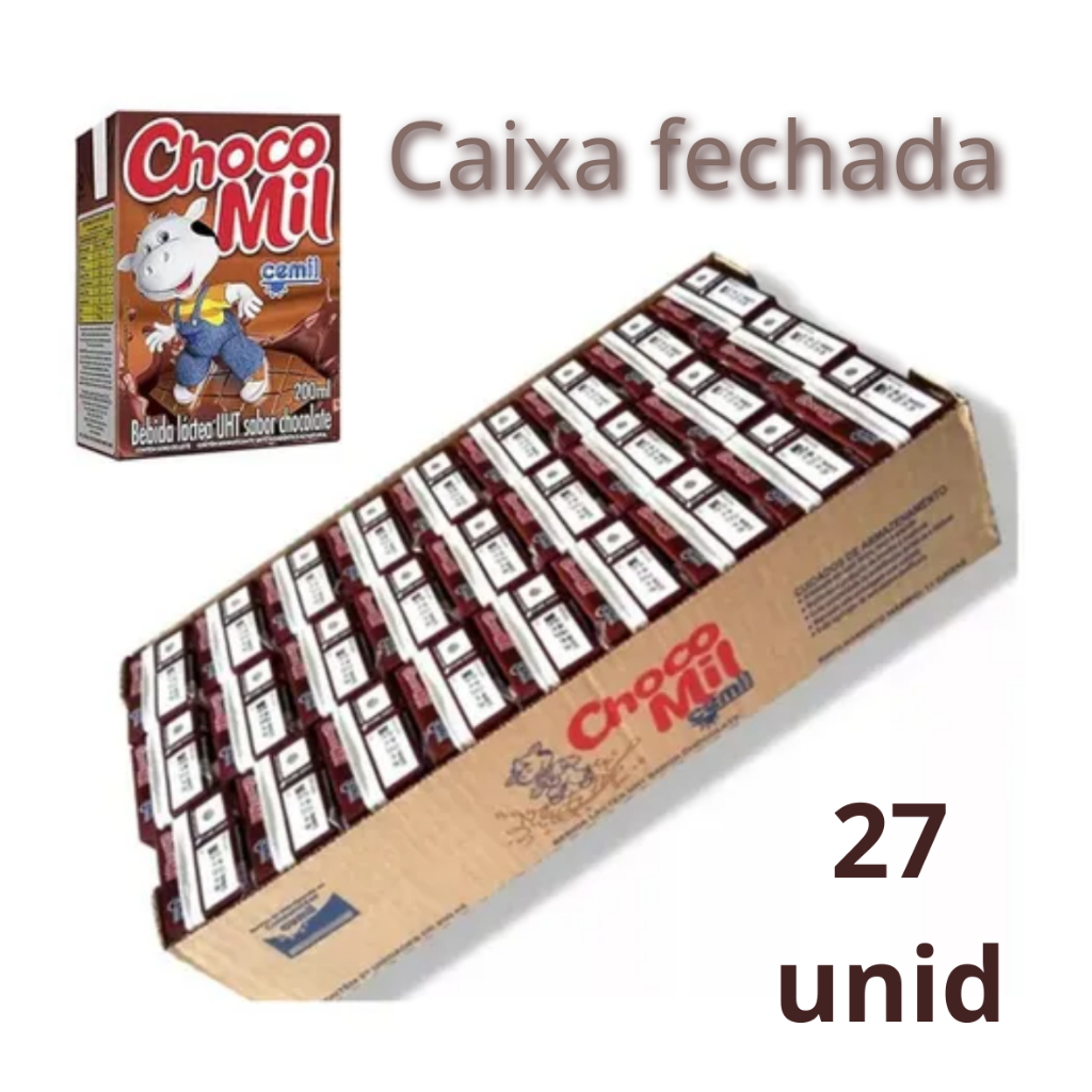 27 Bebida Láctea chocomil Cemil 200ml sabores Chocolate e Morango ...