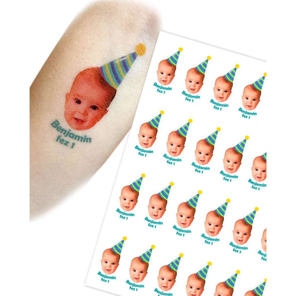 Tatuagem Temporaria Personalizada Aniversario 20x28cm 24 unidades ...