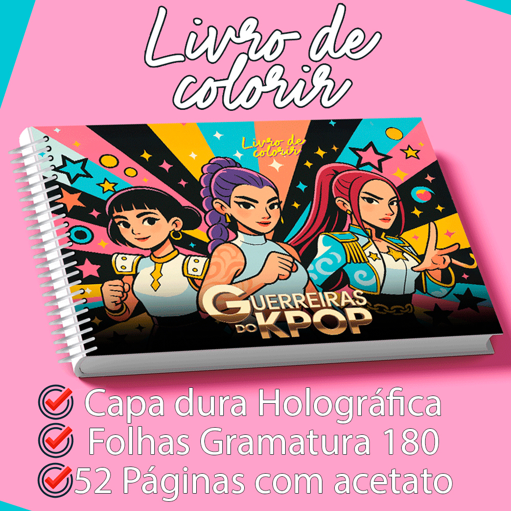 Livro de colorir Premium GUERREIRAS DO KPOP - HUNTR/X - 52P- 180GR ...