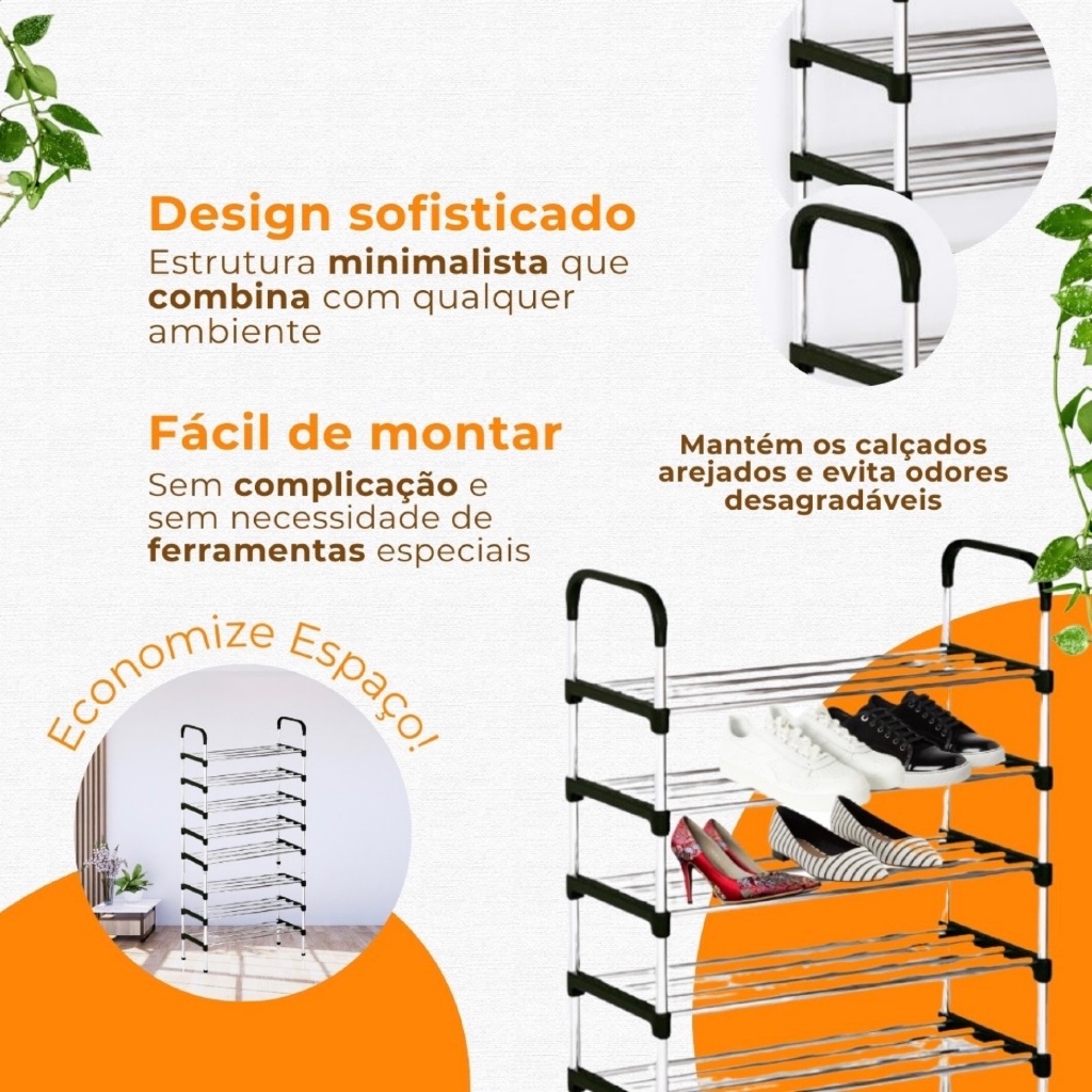 Imagem do produto Sapateira Multiuso Para Calçados 8/7/6/5/4/3 Andares Organizador Desmontável 6