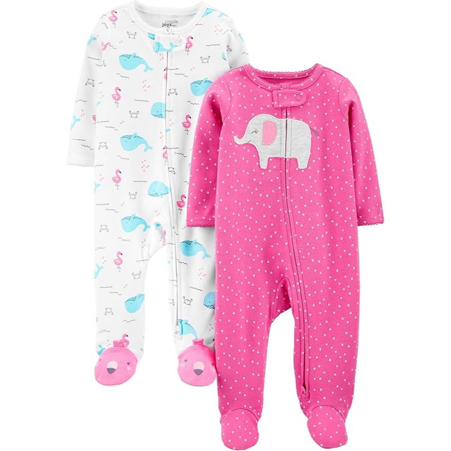 Kit Com 2 Macacões Carter's Simple Joy Bebe Menina Zíper Tamanho RN ...