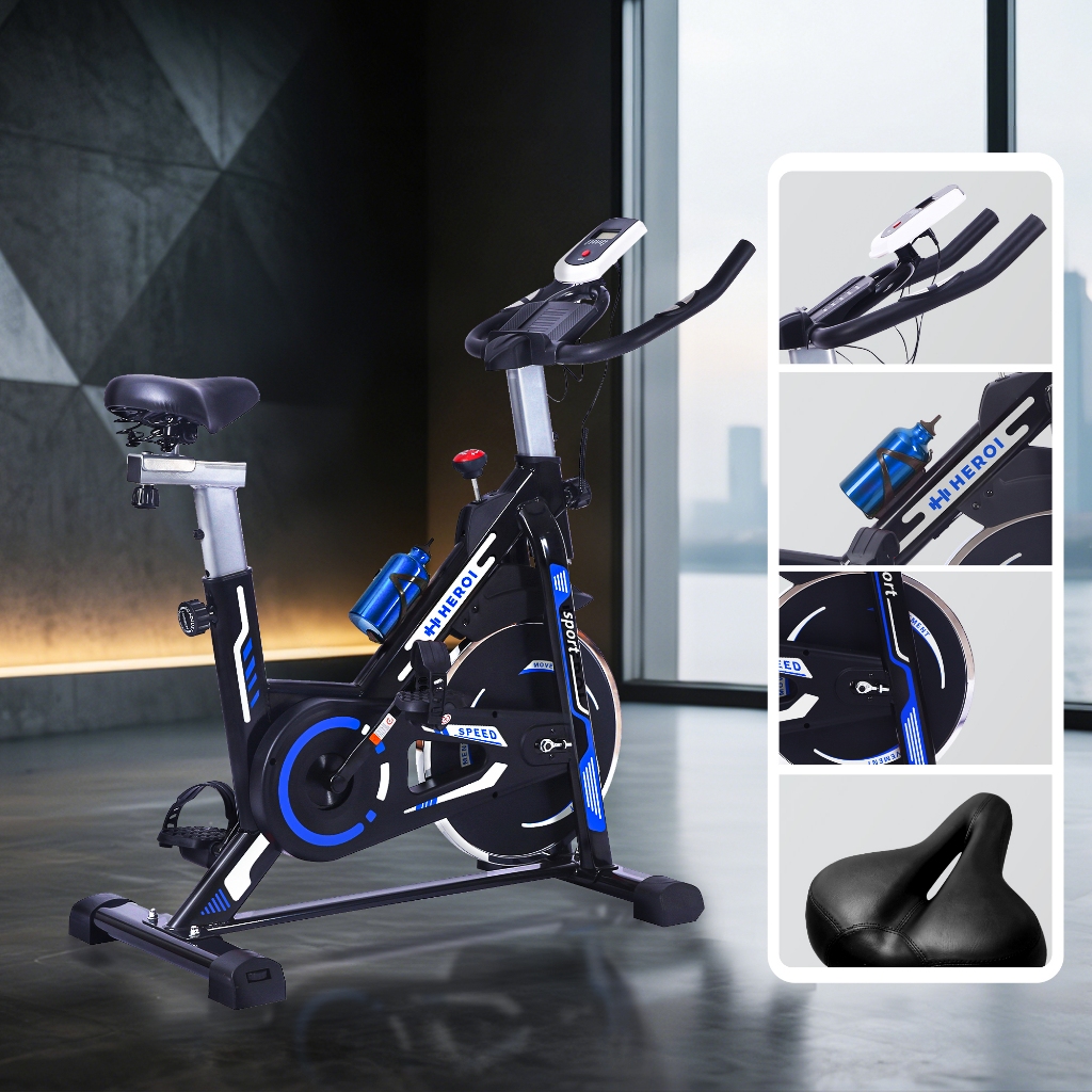 HEROI Bicicleta Ergométrica Silenciosa, com Sensor Cardíaco, Suporta até 150 kg + Assento de Espuma