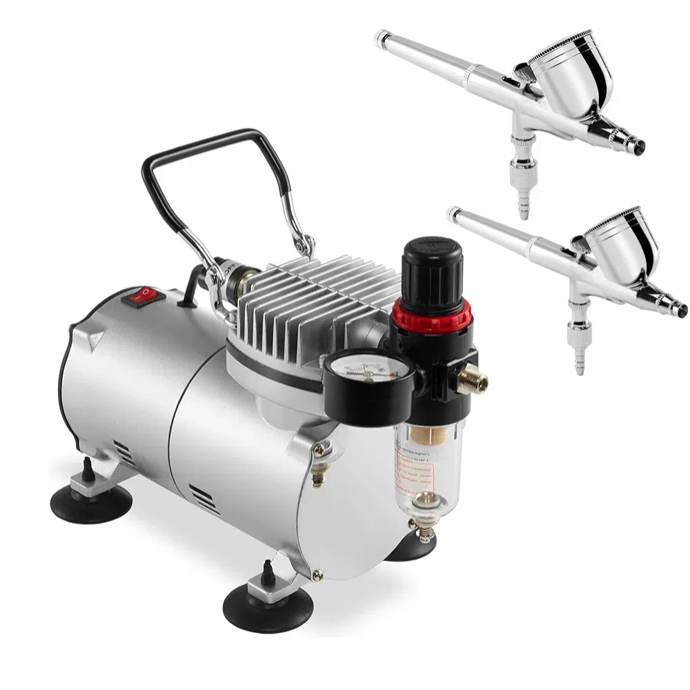 Compressor Para Aerógrafos Bomba de Bivolt Pintura Com Kit de Limpeza