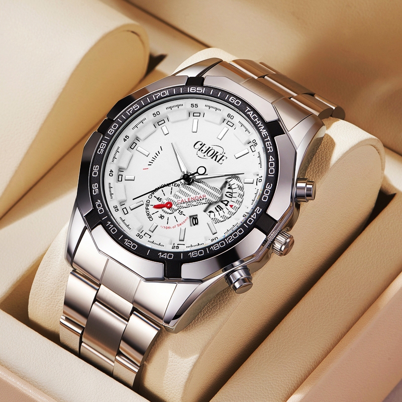Luxo mens quartzo watch à prova d'água material de aço fino lente de safira Temporização automática
