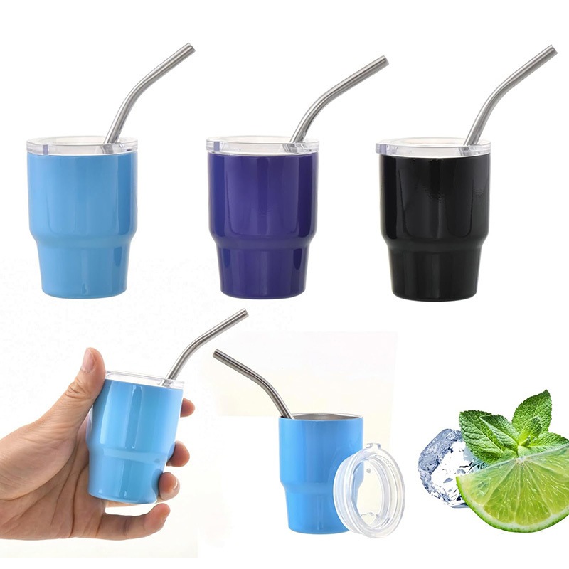 Mini Copos De Shot 60ML Com Canudo De Metal E Tampa | Shopee Brasil