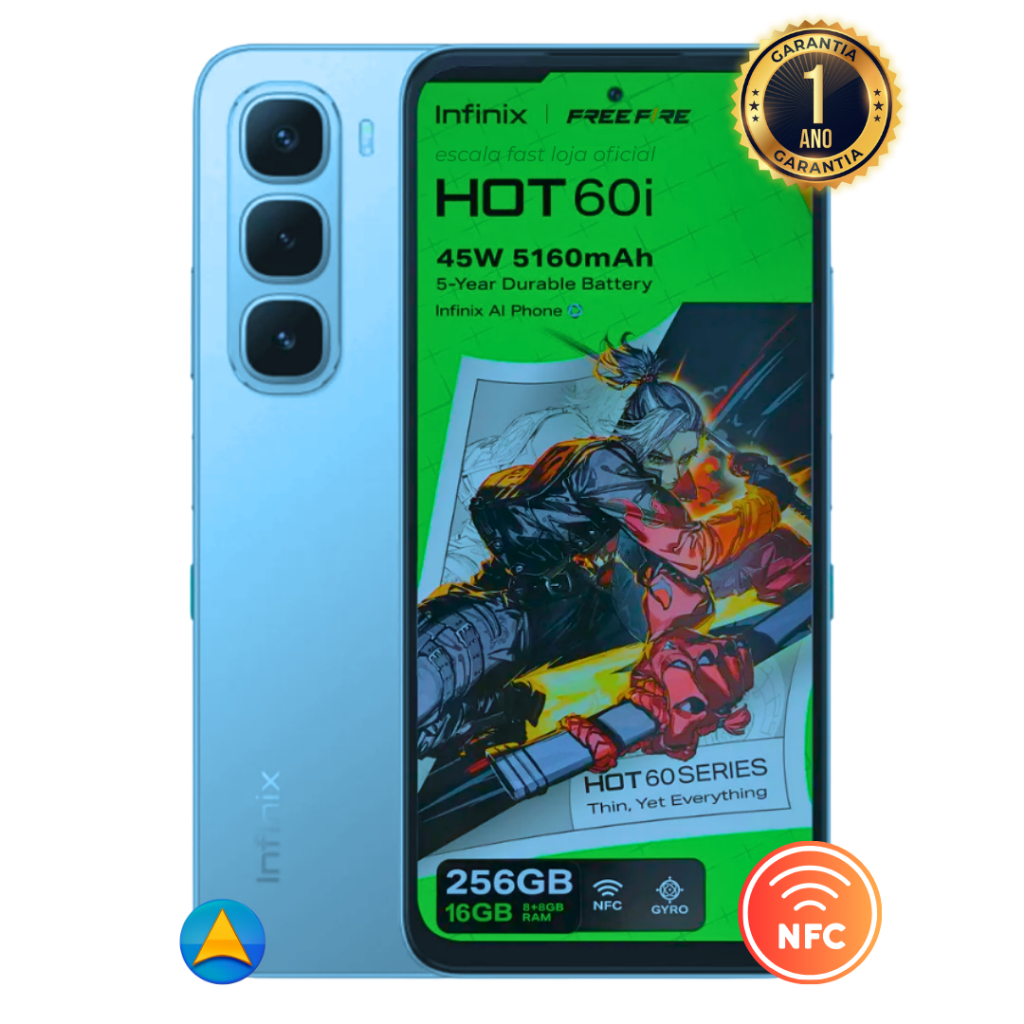 Celular Smartphone Infinix Hot 60i Com NFC 256GB 8GB de RAM Câmera