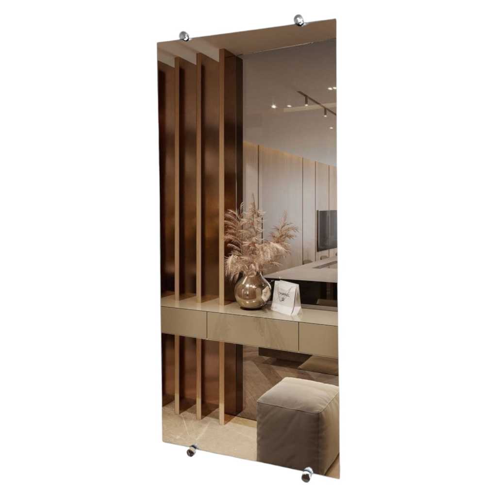 Espelho Lapidado De Corpo Inteiro C/ Suporte Botão Francês - Quarto Closet 110x40