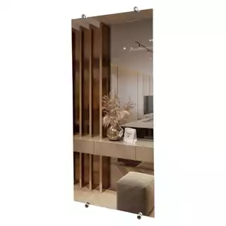 Espelho Lapidado De Corpo Inteiro C/ Suporte Botão Francês - Quarto Closet 110x40