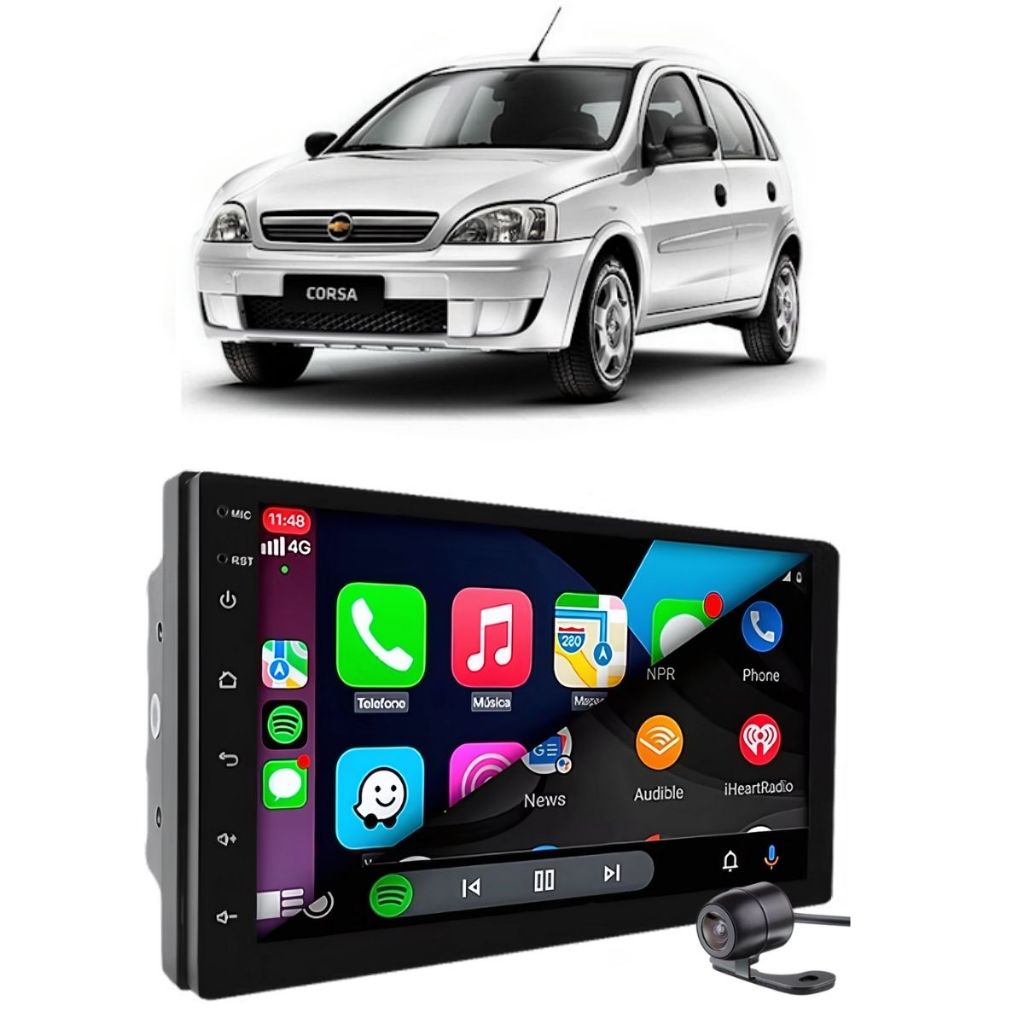 Kit Central Multimidia Sistema Android GPS Carplay GM Corsa 2002 A 2012 ...