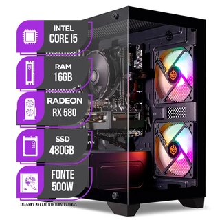PC Gamer Mancer, Intel Core i5, RX 580 8GB, 16GB DE RAM, SSD 480GB, Fonte 500W 80 Plus em Oferta na Shopee