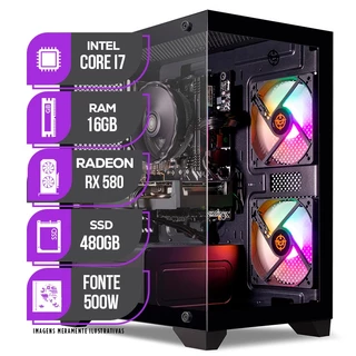 PC Gamer Mancer, Intel Core i7, RX 580 8GB, 16GB DE RAM, SSD 480GB, Fonte 500W 80 PLUS em Oferta na Shopee