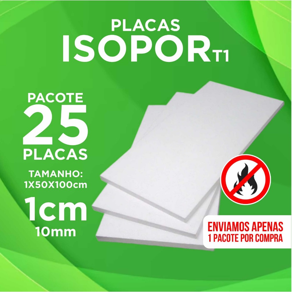 PACOTE COM 25 PLACAS ISOPOR 01CM X 50 X 100CM T1 | Shopee Brasil