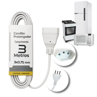 Cordão Prolongador Tripolar 3m bivolt 10A