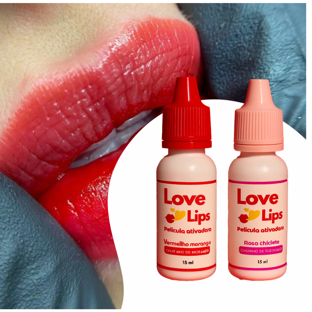 Henna Rena Labial Película Love Lips Vermelho Morango ou Rosa