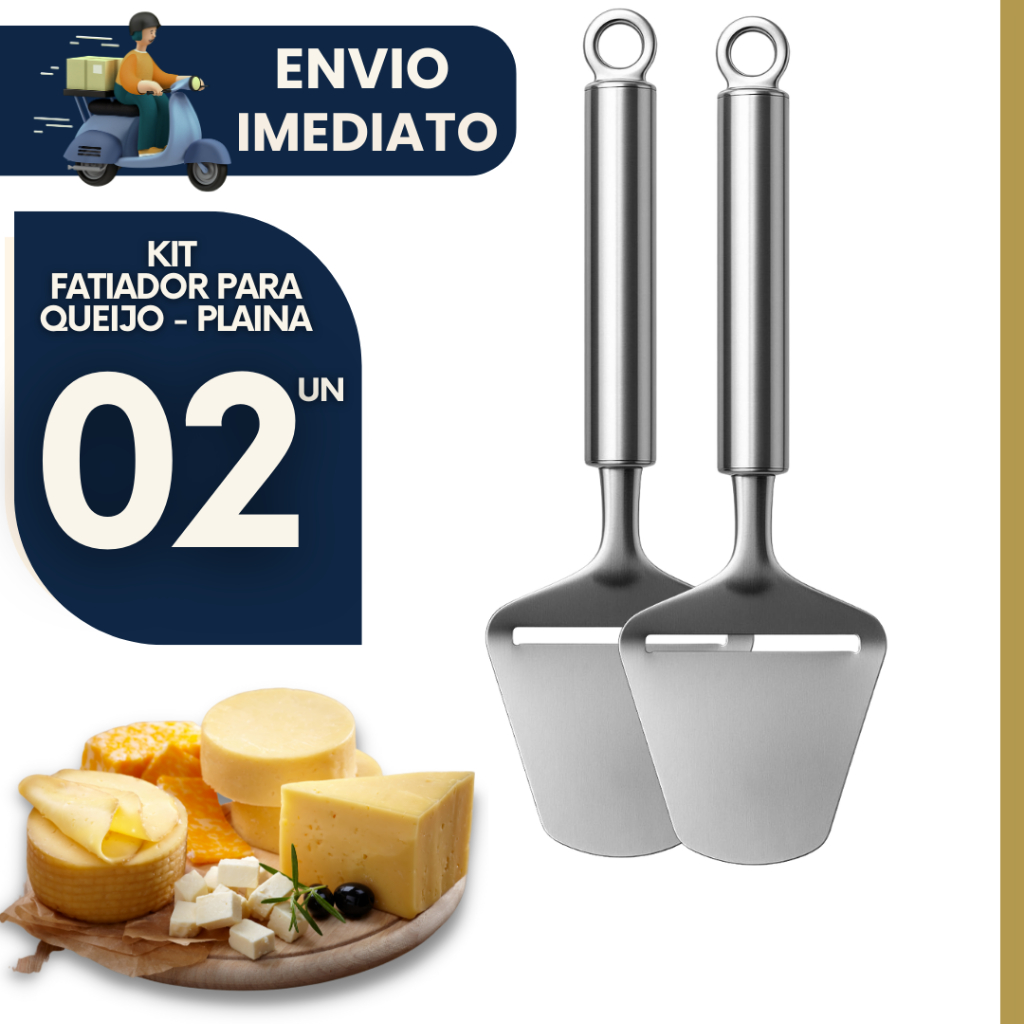 Kit 2 unidades Fatiador de Queijo Plaina Aço Inox ,cm Cabo A
