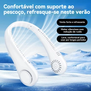 Ventilador portátil de pescoço com função de carregamento USB, para uso no pescoço.