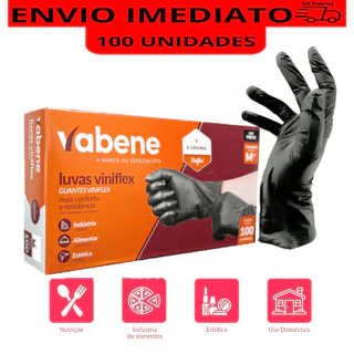 Luvas descartável preta viniflex sem pó P M G GG Vabene TPE - 100 unidades em Oferta na Shopee