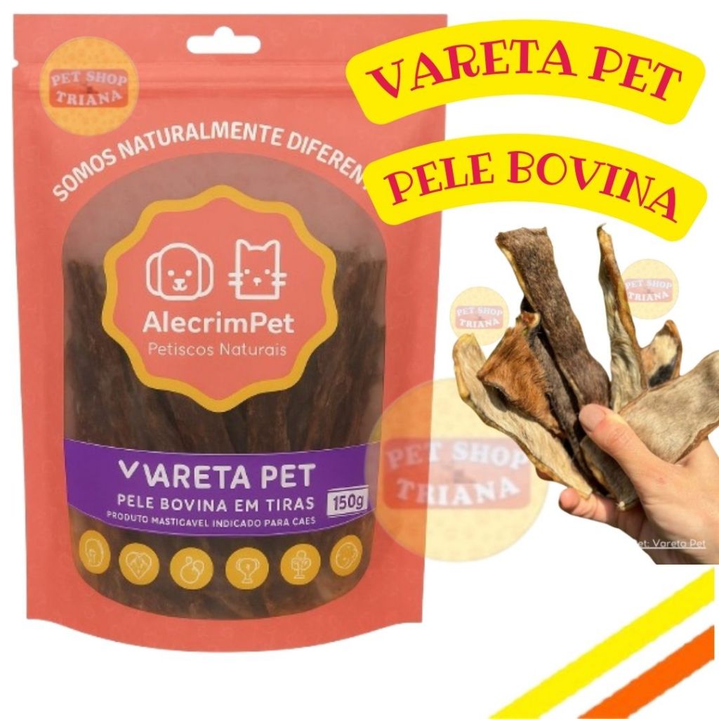 Foto de Petisco Vareta Pet  Pele Bovina  em Tiras Alecrim Pet 150g Mordedor Natural Osso Brinquedo Pet
