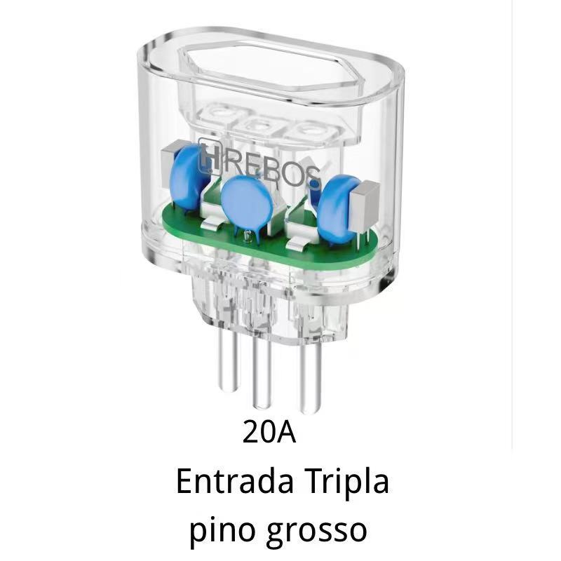 Protetor de Surtos Elétricos HREBOS AD-701 , Tomadas Padrão Brasileiro Alta Potência 20A 3600W