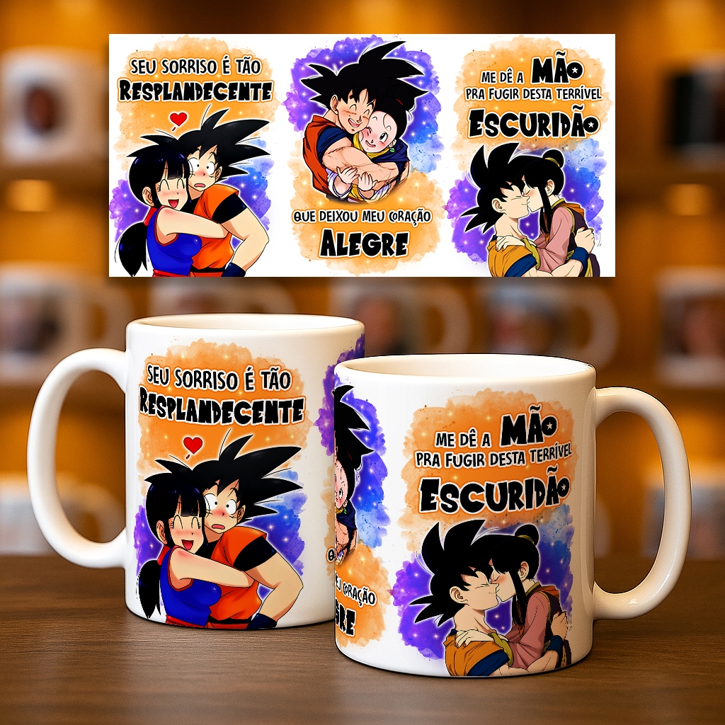 Caneca Dragon Ball Z Com SEU NOME Personalizada Goku Vegeta Anime Sorriso Resplandecente