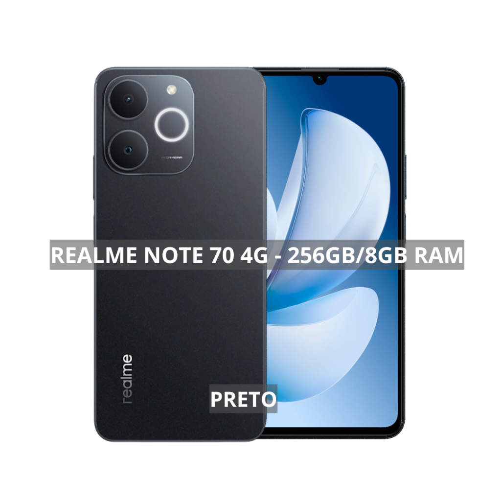 Realme Note 70 4G, Versão Global, 128-2564GB RAM e 4-8GB RAM