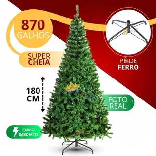 Árvore de Natal 1.80 cm 870 Galhos Exclusiva Super Cheia Grande Luxo Decoração de Natal 2025