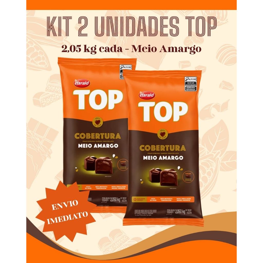 Kit 2 Unidades Cobertura Fracionada Top Sabor Chocolate Meio