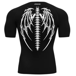 Camiseta Compressão Proteção Uv 50+ Segunda Pele Manga Curta Cyber Tribal Dark Asas 01 Rash Guard