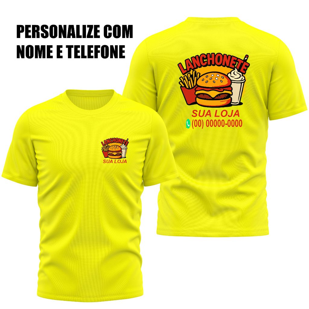 Camisa Uniforme Personalizada Lanchonete Restaurante Estampada | Shopee ...