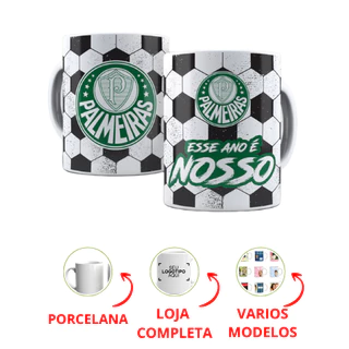 Caneca Palmeiras Porcelana 325ml Esse Ano É Nosso Personalizada Torcedor Futebol Presente
