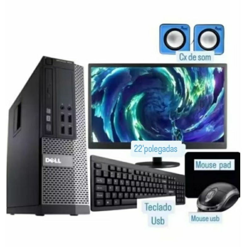 computador+ monitor 22' pc Dell Core -i5 wifi16gb ssd480 Teclado mouse ...