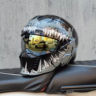 Capacete de Moto Guerreiro Venom Preto Espelhado Estilo Esportivo