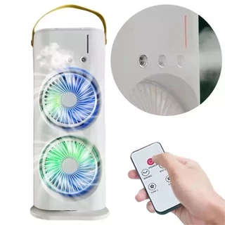 Ar condicionado portátil, umidificador de ventilador de camada dupla, hélice rotativa + tanque de armazenamento de água