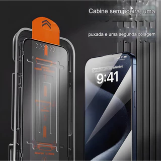 Pelicula Magica de Vidro 3D Privacidade/HD com Montagem iPhone 15 14 13 12 11 16 Pro Max XR Instalação Com Um Clique