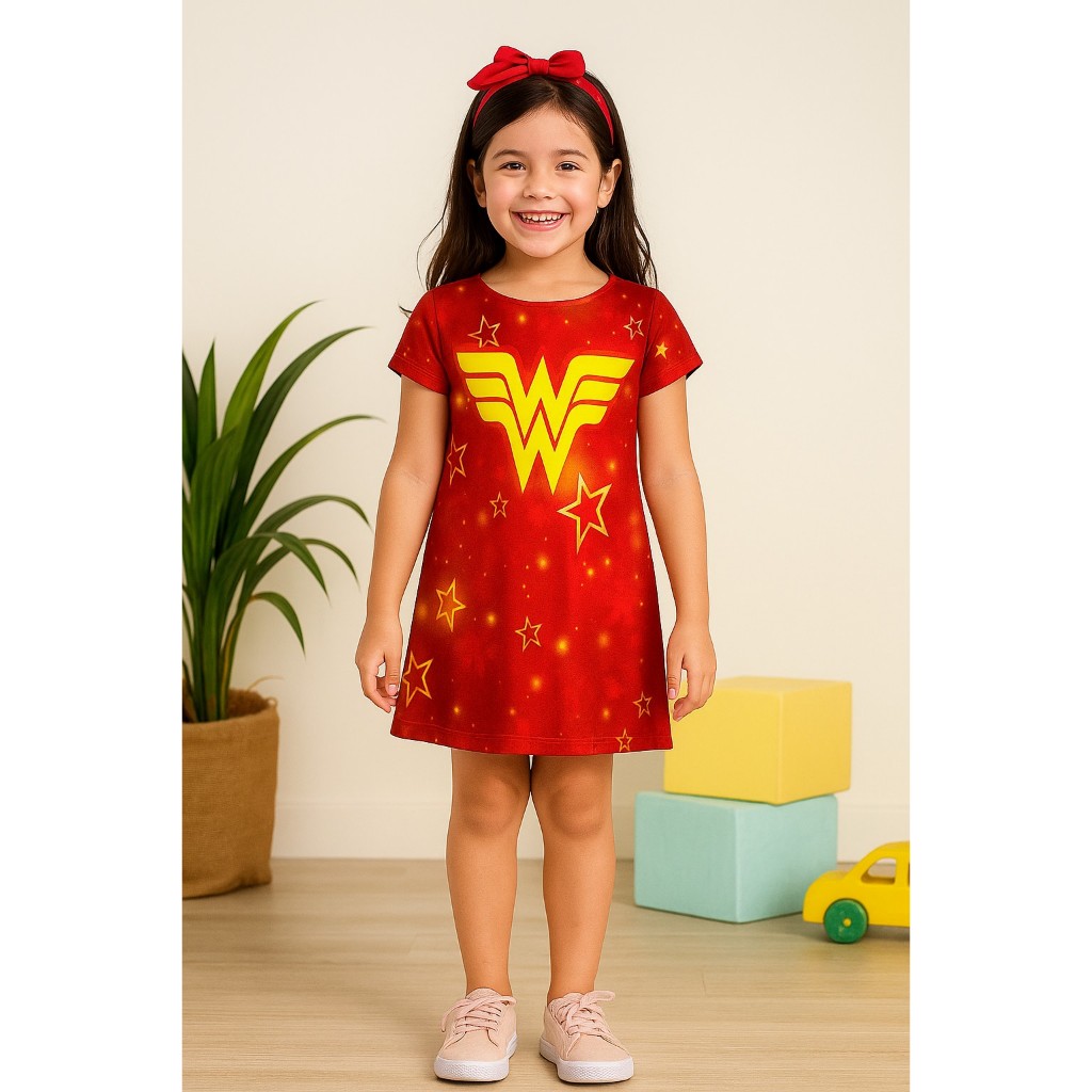 Vestido Mulher Maravilha ( pronta entrega ) ( envio imediato ) | Shopee ...