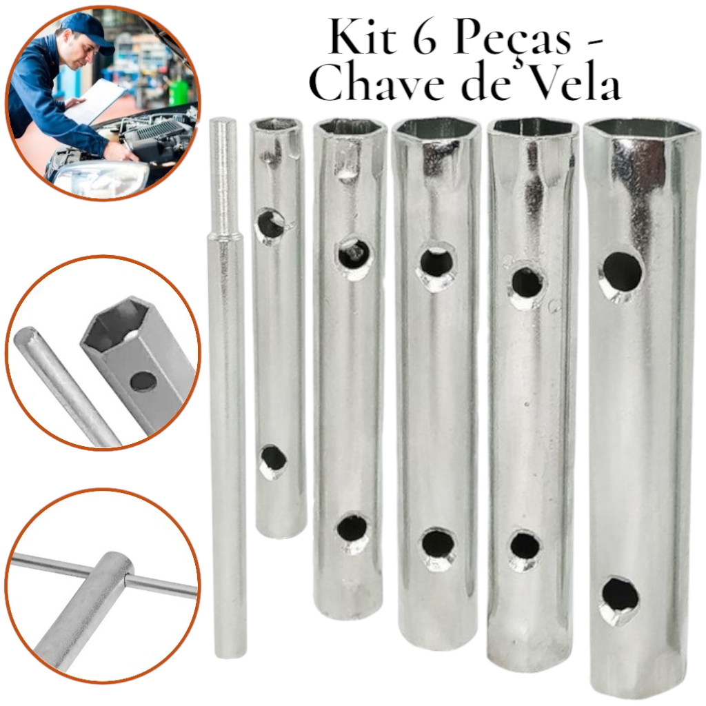 Jogo De Chave De vela Para Automóveis Moto 6 Peças De 8 A 17mm | Shopee ...