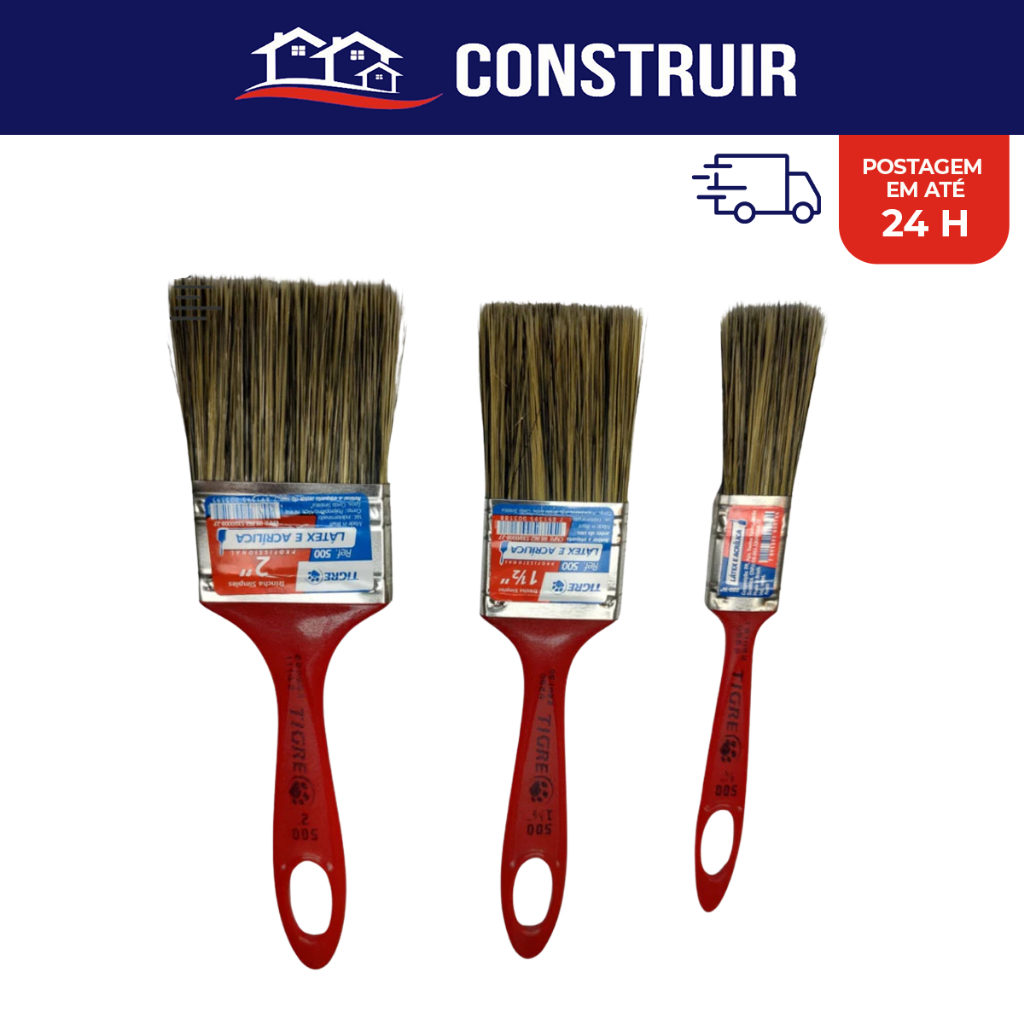 Pincel Trincha Tigre Kit 03 Unidades 3/4". 1/1/2". 2". Pintura Parede ...