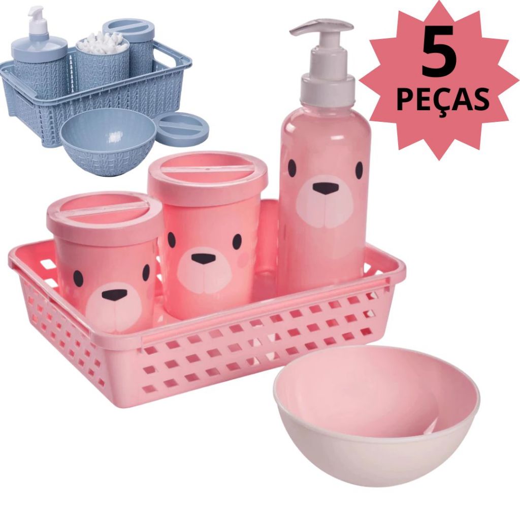 Kit Higiene Bebê Kit Para Quarto Do Bebê C/5 Peças Porta Algodão ...