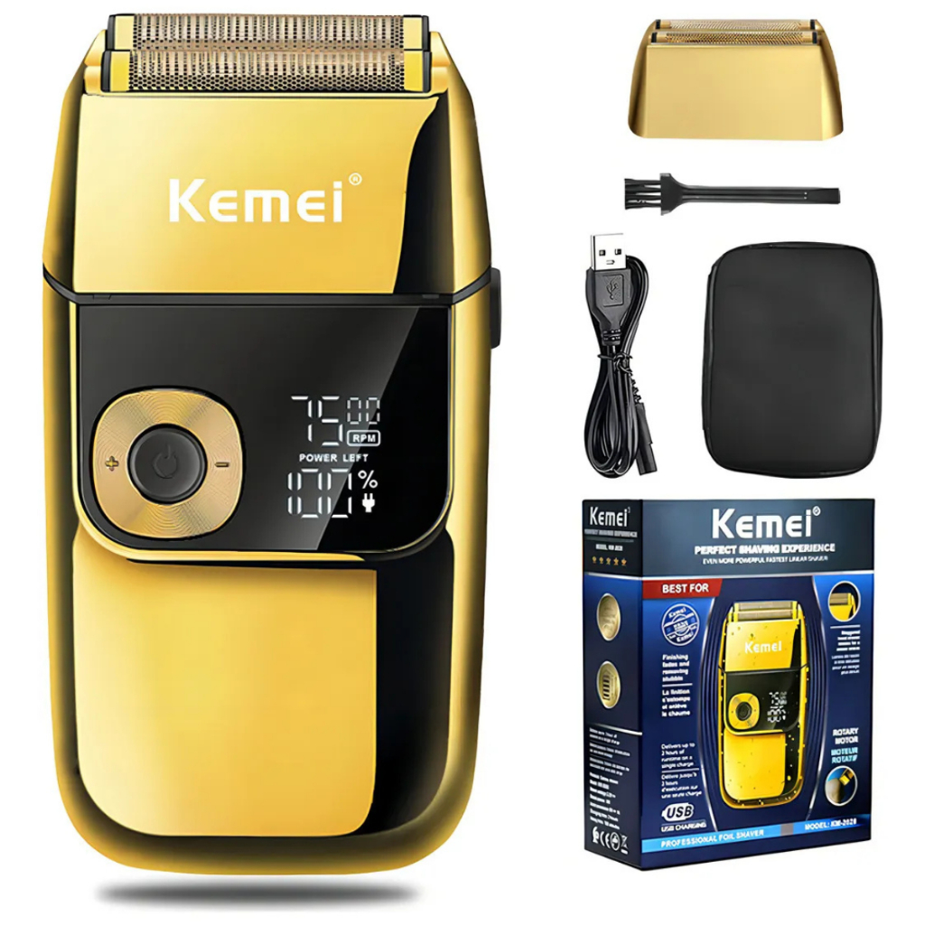 Barbeador Kemei KM-2028 Profissional Dourado | Shopee Brasil