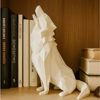 Estátua Lobo Low Poly Decorativa – Impressão 3D Moderna e Minimalista
