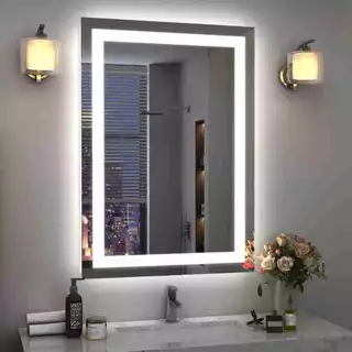 Espelho Grande Retangular Com Led Jateado Ideal Para Banheiro Lavabo e Penteadeira de Maquiagem em Oferta na Shopee