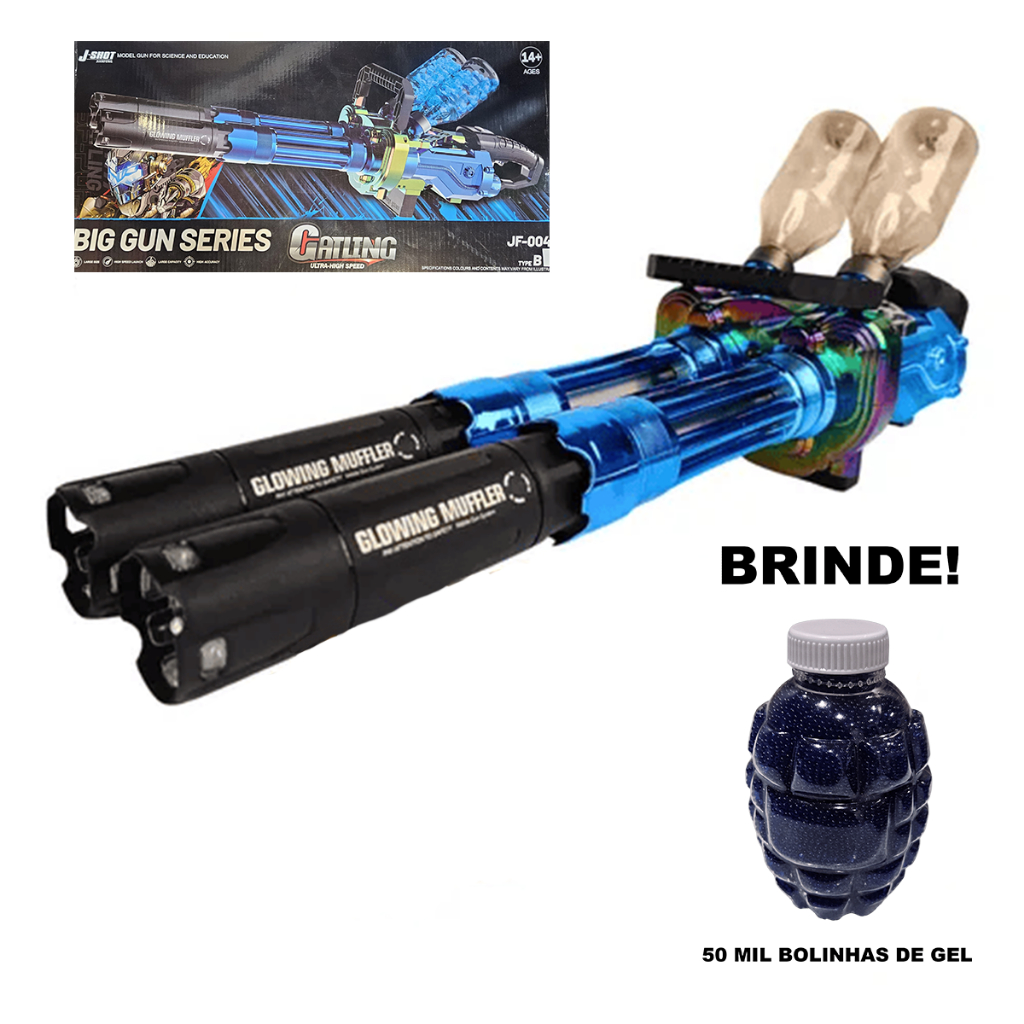 Metralhadora Cano Duplo Rambo Arma Balinhas De Gel com Led + Brinde ...