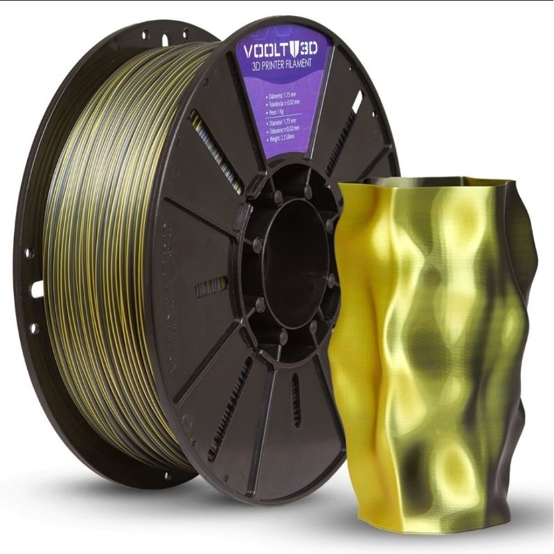 Filamento PLA Duo Color Dourado e Preto V-Silk High Speed Premium - 1Kg ...