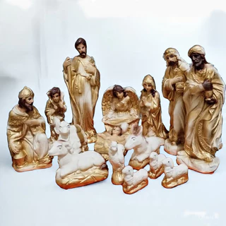 Presépio de Natal Completo Gesso 15 peças 19CM