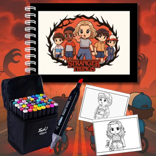 Livro de Colorir Inspirado em Stranger Things A5 Capa Dura 180g Acompanha Acetato