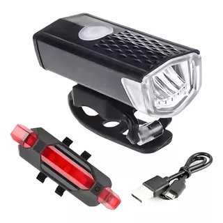 Kit Lanterna E Farol Bike Luz Ultra Led Prova D'agua Recarregavel Fluoreled