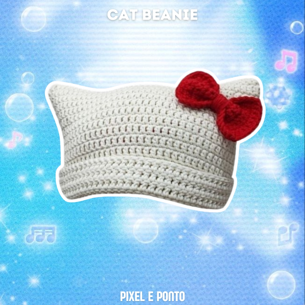 Touca Hello Kitty Cat Beanie Orelhas De Gato De Crochê Y2k Kpop