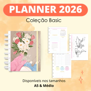 Planner 2026 para Caderno de Disco Reposicionável - Coleção Basic